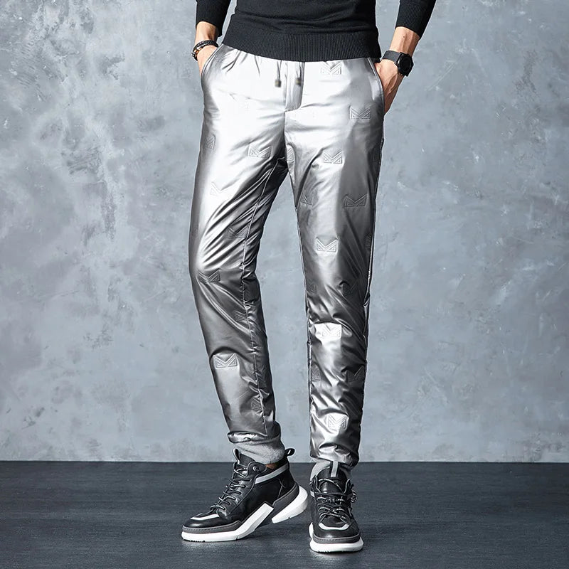 Winter Warm Thickened White Duck Pants Men'S Korean Youth Outdoor Bright Face Wind Proof And Waterproof Down Trousers