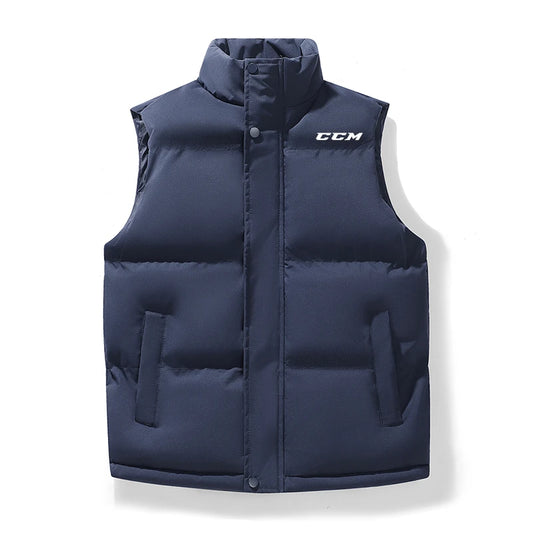 New Men's Fashion Down Vest Jackets Casual Printed Vest Sleeveless Outdoor Warm Waistcoat Down Jacket for Men