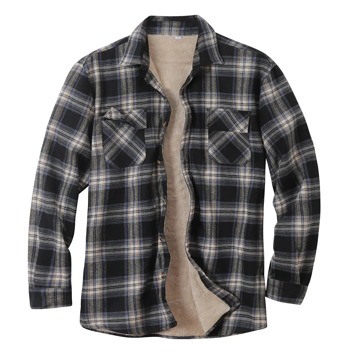 New2025 Men's Plaid Plus Fleece Jacket Autumn Winter Turn-down Collar Button Thickened Shirt Jacket For Men Casual Jacket Shirts