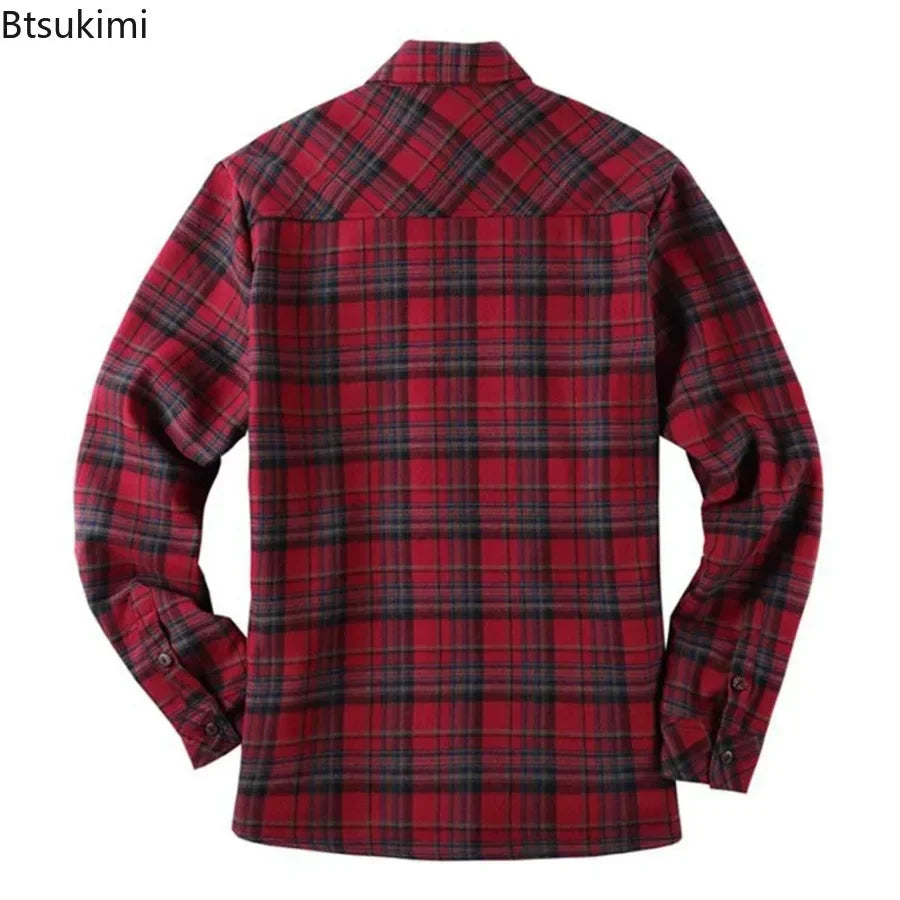 New2025 Men's Plaid Plus Fleece Jacket Autumn Winter Turn-down Collar Button Thickened Shirt Jacket For Men Casual Jacket Shirts